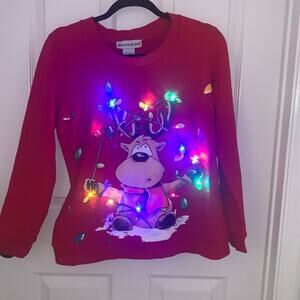 Light up Christmas Holiday sweatshirt ladies size S